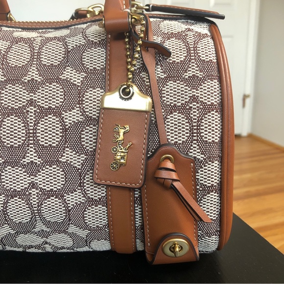 COACH Ruby Satchel 25 Signature Jacquard in Burnished Amber $700 - Picture 5 of 16